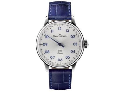 MeisterSinger No 03 silber – Herrenuhren Uhr ohne Datum aus Edelstahl und Leder. Das Armband ist ein Lederarmband. Der Zifferblatt ist arabisch.