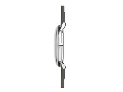 Junghans Max Bill Damen Quarz Edelstahl 32,7mm rosa Zifferblatt braunes Lederband – Damenuhren Uhr mit Datum aus Edelstahl. Das Gehäuse ist rund und silber. Das Lederarmband ist braun. Das Zifferblatt ist ein Index in rosa. – Ansicht 3