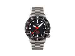 Sinn Spezialuhren U50 SDR Taucheruhr Automatik U‑Boot‑Stahl 41mm schwarzes Zifferblatt Metallband – Herrenuhren Uhr mit Datum aus Edelstahl und PVD beschichtet. Das Gehäuse ist rund und silber. Das Edelstahlarmband ist silber. Das Zifferblatt ist ein Index in schwarz.