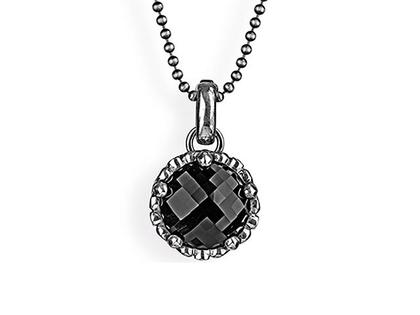 Drachenfels Design Lilienkönigin Kronenanhänger Vintage Onyx – Anhänger Anhänger mit Besatz aus 925 Silber.