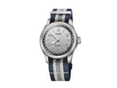 Oris Big Crown Pointer Date Lou Gehrig Limited Edition Automatik Edelstahl 40mm silbernes Zifferblatt braunes Lederband – Herrenuhren Uhr mit Datum aus Edelstahl und Leder. Das Gehäuse ist rund und silber. Das Lederarmband ist braun. Das Zifferblatt ist arabisch Index und silber. – Ansicht 2