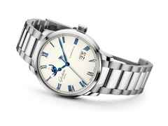 Glashütte Original Senator Excellence Panoramadatum Mondphase Automatik Edelstahl 40mm Frostsilber Zifferblatt Metallband – Herrenuhren Uhr mit Datum aus Edelstahl. Das Gehäuse ist rund und silber. Das Edelstahlarmband ist silber. Das Zifferblatt ist römisch und silber. – Ansicht 2