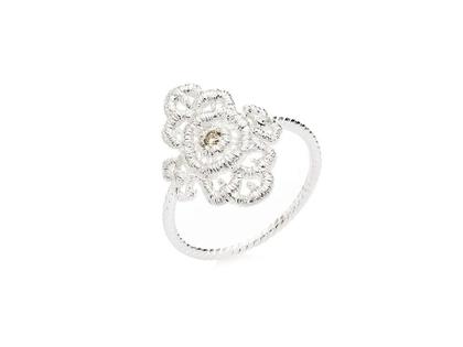 Brigitte Adolph Jewellery Design Mona Lisa Ring Silber 20mm mit Brillant champagner – Ringe Ring mit Besatz in silber und aus 925 Silber.