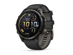 Garmin Fenix 9 Pro inReach Titan 47mm digitales Display schwarzes Silikonband – Herrenuhren Uhr Multifunktion aus Kautschuk und Titan. Das Gehäuse ist rund und schwarz. Das Kautschuk / Kunststoff / Silikon Armband ist schwarz. Das Zifferblatt ist digital und schwarz. – Ansicht 2