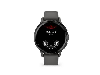 Garmin Venu 3S faserverstärktes Polymer kieselgrau 41mm kieselgraues Kautschukband – Herrenuhren Uhr Multifunktion aus Edelstahl, Kautschuk, Kunststoff und PVD beschichtet. Das Gehäuse ist rund und anthrazit. Das Kautschuk / Kunststoff / Silikon Armband ist anthrazit. Das Zifferblatt ist digital und schwarz. – Ansicht 2