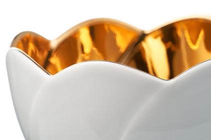 Meissen Teelicht Seerosen Schale Gold glänzend – Porzellanwaren Porzellandekoration in weiß und aus Porzellan und vergoldet. – Ansicht 2