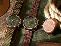 Sternglas Hamburg Chrono Quarz Edelstahl Bronze-PVD 42mm grünes Zifferblatt braunes Lederband – Herrenuhren Chronograph aus Edelstahl, Leder und PVD beschichtet. Das Gehäuse ist rund und bronze. Das Lederarmband ist braun. Das Zifferblatt ist arabisch Index und grün. – Ansicht 5