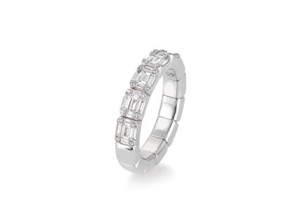 Silhouette Schmuck Tennis Flex Ring Brillanten 0,81ct Weißgold – Ringe Ring mit Besatz aus 750 Weißgold.