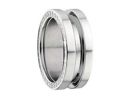 Bering Arctic Symphony Außenring schmal Zirkonia seitlich Edelstahl – Ringe Ring mit Besatz aus Edelstahl.