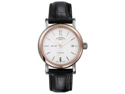Mühle Glashütte Robert Mühle Datum Herrenuhr – Herrenuhren Uhr mit Datum aus 585 Rotgold und Edelstahl. Das Armband ist ein Lederarmband Kroko / Alligator. Der Zifferblatt ist arabisch Index.
