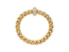 Fope Eka Flex'It   Armband breit Gelbgold 1 Ronde mit Brillanten 2,20ct M flexibel – Armschmuck Armband aus 750 Gelbgold, 750 Weißgold und und . – Ansicht 2