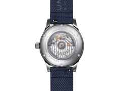 Union Glashütte Noramis Datum Sport Automatik Edelstahl 42mm blaues Zifferblatt Metallband und Textilband – Herrenuhren Uhr mit Datum aus Edelstahl und Keramik. Das Gehäuse ist rund und silber. Das Edelstahlarmband ist silber. Das Zifferblatt ist arabisch Index und blau. – Ansicht 3