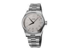 Oris ProPilot Date Automatik Edelstahl 41mm graues Zifferblatt Metallband – Herrenuhren Uhr mit Datum aus Edelstahl. Das Gehäuse ist rund und silber. Das Edelstahlarmband ist silber. Das Zifferblatt ist arabisch und grau.