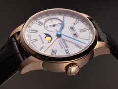 Union Glashütte 1893 Johannes Dürrstein Mondphase Limited Edition Handaufzug Rotgold 41mm weißes Zifferblatt braunes Lederband – Herrenuhren Uhr mit Datum aus 750 Rotgold und Leder. Das Gehäuse ist rund und roségold. Das Lederarmband ist braun. Das Zifferblatt ist arabisch römisch und weiß. – Ansicht 3
