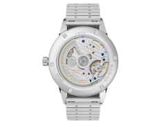 Nomos Glashütte Club Sport neomatik 42 Datum Automatik Edelstahl 42mm schwarzes Zifferblatt Metallband – Herrenuhren Uhr mit Datum aus Edelstahl. Das Gehäuse ist rund und silber. Das Edelstahlarmband ist silber. Das Zifferblatt ist arabisch Index und schwarz. – Ansicht 5
