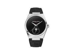 Frederique Constant Highlife Moonphase Date Manufacture Time+Tide Automatik Edelstahl 39mm schwarzes Onyx Zifferblatt – Herrenuhren Uhr mit Datum aus Edelstahl und Leder. Das Gehäuse ist rund und silber. Das Edelstahlarmband ist silber. Das Zifferblatt ist ohne Zeichen und schwarz. – Ansicht 2