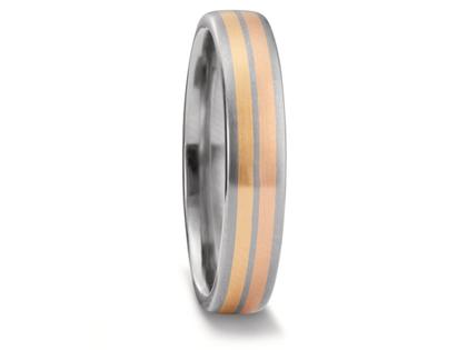 TitanFactory Titan & Edelmetall Herrenring Nr. 66 Titan mit Gelb- & Rotgold – Ringe Trauring mit Besatz aus 750 Gelbgold, 750 Rotgold, Titan und und .