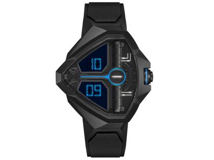 Hamilton Ventura Edge Dune Limited Edition Quarz Edelstahl PVD-Schwarz 51x47mm schwarzes Zifferblatt Kautschukband – Damenuhren Uhr ohne Datum aus Edelstahl, Kautschuk und PVD beschichtet. Das Gehäuse ist sonstige Form und schwarz. Das Kautschuk / Kunststoff / Silikon Armband ist schwarz. Das Zifferblatt ist digital und schwarz.