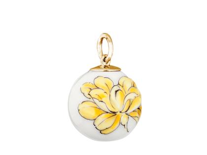 Meissen Boule Kugelanhänger "Tuberose Relief Gelb" – Anhänger Anhänger ohne Besatz in weiß und aus 750 Gelbgold und Porzellan.