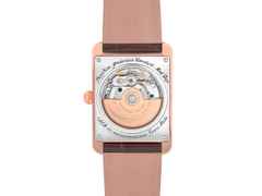 Frederique Constant Classics Carree Automatic Edelstahl roségold silbernes Zifferblatt braunes Lederband – Herrenuhren Uhr mit Datum aus Edelstahl, Leder, PVD beschichtet und vergoldet. Das Gehäuse ist rechteckig und roségold. Das Lederarmband ist braun. Das Zifferblatt ist ein Index in silber. – Ansicht 2