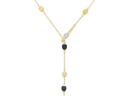 Nanis Dancing in the Rain Mystery Black Collier Gelbgold Onyx lang – Halsschmuck Collier aus 750 Gelbgold.