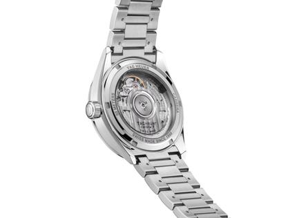 TAG Heuer Carrera Date Automatik Edelstahl 36mm pinkes Zifferblatt mit Brillanten Metallband – Damenuhren Uhr mit Datum aus Edelstahl. Das Gehäuse ist rund und silber. Das Edelstahlarmband ist silber. Das Zifferblatt ist ein Index in rosa. – Ansicht 3