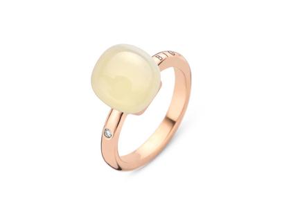 Bigli Mini Sweety "Mellow Yellow" Ring Roségold Gr. M mit Brillant 0,020ct – Ringe Ring mit Besatz aus 750 Rotgold.
