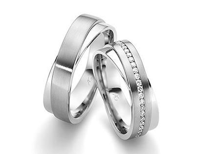 Gerstner Exclusiv Trauring Paar 3 – Ringe Trauring mit Besatz aus 585 Weißgold.