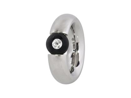 Schmuckwerk Glasklar Kugel Ring Edelstahl oval – Ringe Ring mit Besatz aus Edelstahl.