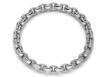 IsabelleFa ChaCha Collier Weißgold 14mm Pavé – Halsschmuck Collier aus 750 Gelbgold.
