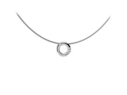 Niessing Spannring Anhänger 12mm Platin poliert 0,10 ct – Halsschmuck Anhänger mit Besatz aus 950 Platin.