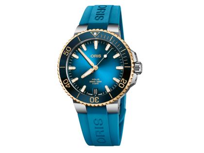 Oris Aquis Date 41 5mm Calibre 400 bicolor mit blauem Zifferblatt