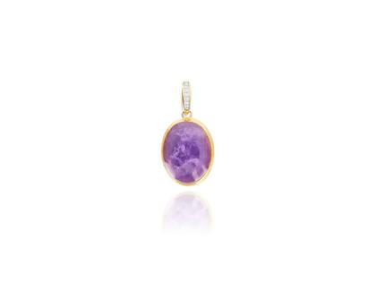 Nanis Nanis Boules Violetta Medium Anhänger Gelbgold mit Lepidolith und Brillanten – Anhänger Anhänger mit Besatz aus 750 Gelbgold.
