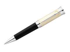 Montblanc Writers Edition                   2023: Robert Louis Stevenson Limited Edition Kugelschreiber – Schreibgeräte Kugelschreiber in schwarz und aus 750 Gelbgold, Edelharz, Metall, platiniert und rhodiniert.