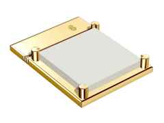 El Casco Haftnotiz Halter aus Messing vergoldet – Büroaccessoires Zettelbox in gelbgold und aus Messing und vergoldet.