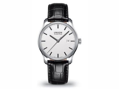 Union Glashütte Viro Herrenuhr mit Datum silber – Herrenuhren Uhr mit Datum aus Edelstahl und Leder. Das Armband ist ein Lederarmband. Der Zifferblatt ist ein Index.