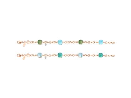 Bigli Mini Sweety Armband Roségold mit verschiedenfarbigen Steinen und Brillant 0,020ct – Armschmuck Armband aus 750 Rotgold.