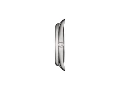 Tissot PR 100 Quarz Edelstahl 40mm blaues Zifferblatt Metallband – Herrenuhren Uhr mit Datum aus Edelstahl. Das Gehäuse ist rund und silber. Das Edelstahlarmband ist silber. Das Zifferblatt ist ein Index in blau. – Ansicht 4