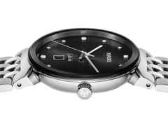 Rado Florence Classic Diamonds Quarz Edelstahl 30 mm schwarz Edelstahlband – Damenuhren Uhr mit Datum aus Edelstahl. Das Gehäuse ist rund und silber. Das Edelstahlarmband ist silber. Das Zifferblatt ist ein Index in schwarz. – Ansicht 3