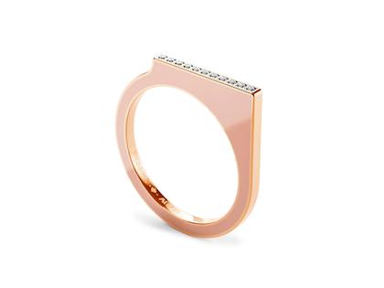 Niessing Setario Square Ring Classic Red mit pink-rosaner Emaille und Brillanten – Ringe Ring aus 750 Rotgold, Emaille und und .