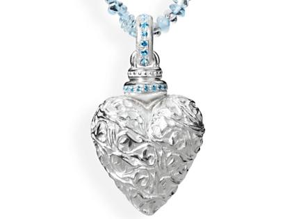 Drachenfels Design Klunkerling Anhänger Ornamentherz groß mit Topaspavée – Anhänger Anhänger mit Besatz aus 925 Silber.