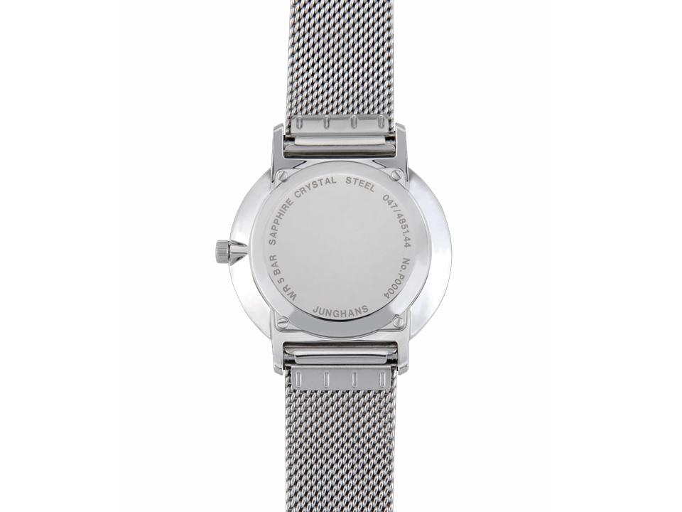 Junghans FORM Damen Quarz Edelstahl 34mm weißes Zifferblatt Metallband – Damenuhren Uhr mit Datum aus Edelstahl. Das Gehäuse ist rund und silber. Das Edelstahlarmband ist silber. Das Zifferblatt ist ein Index in weiß. – Ansicht 3