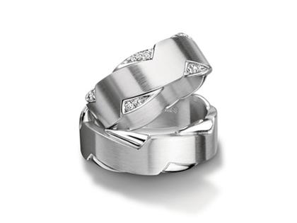 Furrer Jacot Trauring Paar Nr. 35 Weißgold – Ringe Trauring mit Besatz aus 750 Weißgold.