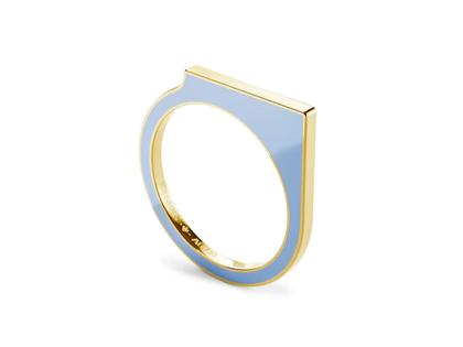 Niessing Setario Square Ring Classic Yellow mit hell-dunkelblauer Emaille – Ringe Ring aus 750 Gelbgold, Emaille und und .