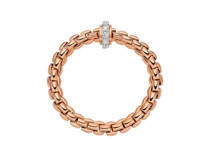 Fope Eka Flex'It   Armband breit Roségold 1 Ronde mit Brillanten 2,20ct M flexibel – Armschmuck Armband aus 750 Rotgold, 750 Weißgold und und . – Ansicht 2