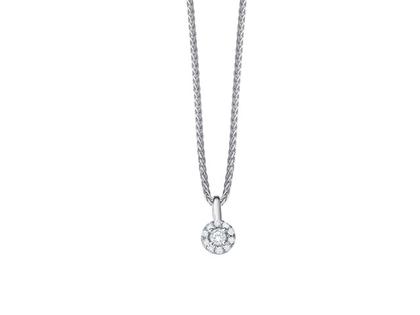 Giloy-Bellaluce Bella Luce Piccolina Collier 0,10ct – Halsschmuck Kette mit Anhänger aus 585 Weißgold.