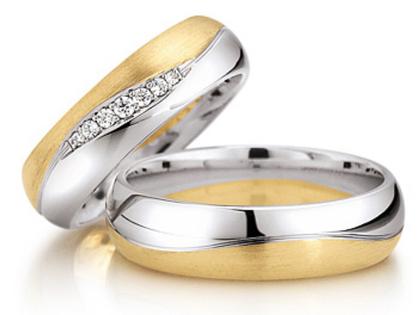 Gerstner Trauring Paar 19 mit Diamanten – Ringe Trauring mit Besatz aus 585 Gelbgold/Weißgold.