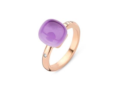 Bigli Mini Sweety "Deep Amethyst" Ring Roségold Gr. M mit Brillant 0,020ct – Ringe Ring mit Besatz aus 750 Rotgold.