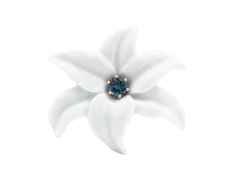 Meissen Bloom Collection Brosche "Blüte" Silber vergoldet 4,8x5,5cm mit Topas – Ansteckschmuck Brosche in weiß und aus 925 Silber vergoldet und Porzellan.