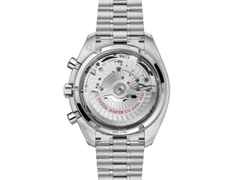 Omega Speedmaster Super Racing Chronograph Automatik Edelstahl 44mm schwarzes Zifferblatt Metallband – Herrenuhren Chronograph aus Edelstahl und Keramik. Das Gehäuse ist rund und silber. Das Edelstahlarmband ist silber. Das Zifferblatt ist ein Index in schwarz. – Ansicht 2